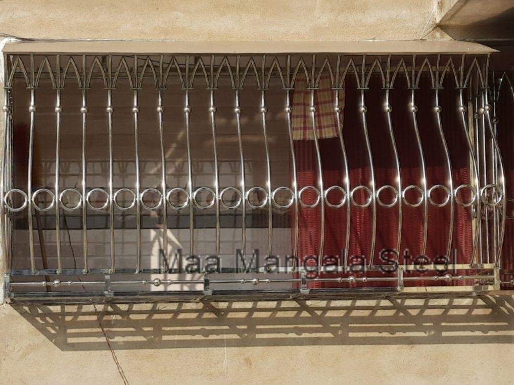EXCEPTIONAL STAINLESS STEEL BALCONY GRILL DESIGN
Each and every product we use is made from JINDAL Raw materials, 
As per customer’s requisite it either be stainless steel GRADE 304 or stainless steel GRADE 202(GRADE 304 stainless steel is a T 300 Series Stainless Steel austenitic. It has a minimum of 18% chromium and 8% nickel, combined with a maximum of 0.08% carbon. It is defined as a Chromium-Nickel austenitic alloy, which is high corrosion resistant. Grade 304 is the standard "18/8" stainless that you will probably see in your pans and cookery tools.)

Difference between 304&202 :-
https://www.oshwin.com/blog/difference-between-ss-304-and-ss-202.html
